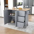 Carrello da Cucina con Isola e Ante a Ribalta, Ruote Bloccabili, 133,9 cm L