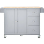 Carrello da Cucina con Isola e Ante a Ribalta, Ruote Bloccabili, 133,9 cm L
