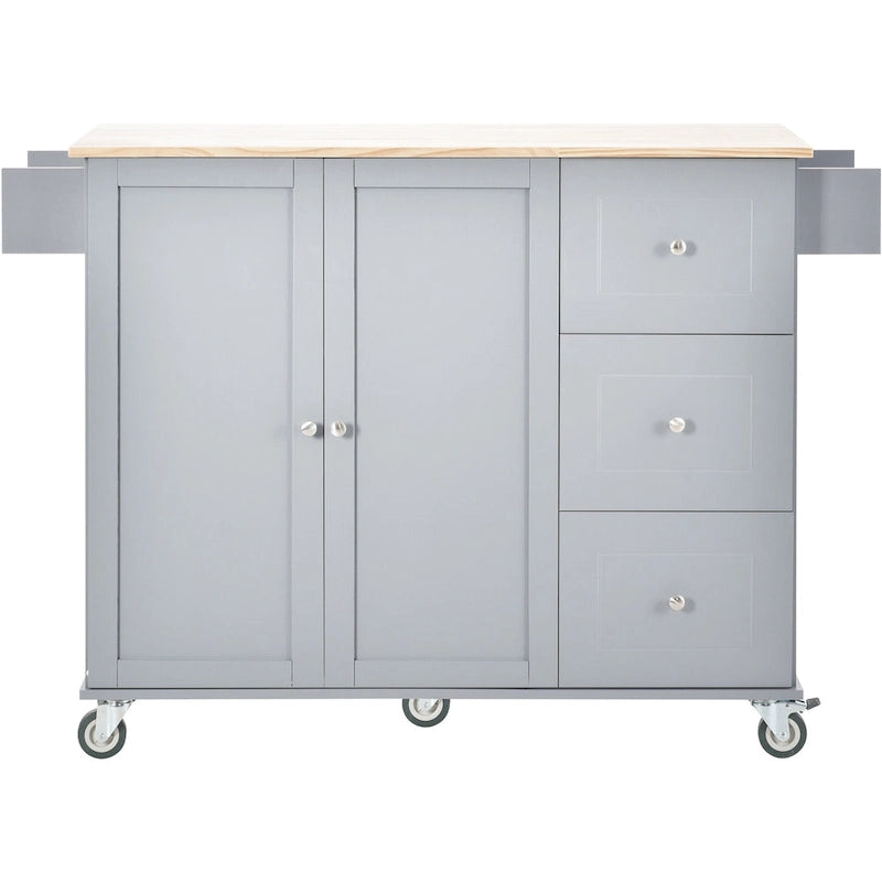 Carrello da Cucina con Isola e Ante a Ribalta, Ruote Bloccabili, 133,9 cm L