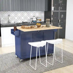 Carrello da Cucina con Isola e Ante a Ribalta, Ruote Bloccabili, 133,9 cm L