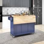 Carrello da Cucina con Isola e Ante a Ribalta, Ruote Bloccabili, 133,9 cm L
