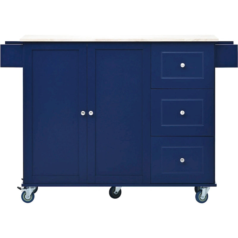 Carrello da Cucina con Isola e Ante a Ribalta, Ruote Bloccabili, 133,9 cm L