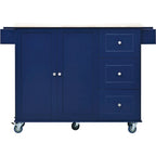 Carrello da Cucina con Isola e Ante a Ribalta, Ruote Bloccabili, 133,9 cm L