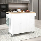 Carrello da Cucina con Isola e Ante a Ribalta, Ruote Bloccabili, 133,9 cm L