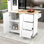 Carrello da Cucina con Isola e Ante a Ribalta, Ruote Bloccabili, 133,9 cm L