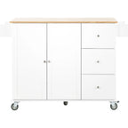 Carrello da Cucina con Isola e Ante a Ribalta, Ruote Bloccabili, 133,9 cm L