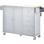 Carrello da Cucina con Isola e Ante a Ribalta, Ruote Bloccabili, 133,9 cm L