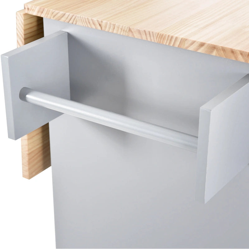 Carrello da Cucina con Isola e Ante a Ribalta, Ruote Bloccabili, 133,9 cm L