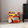 Pouf poggiapiedi cubo ricamato da 23" con imbottitura in microsfere