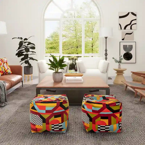 Pouf 23 Luxury Oversized Embroidery Bean Bag Cube Ottoman