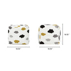 Pouf poggiapiedi cubo ricamato da 23" con imbottitura in microsfere