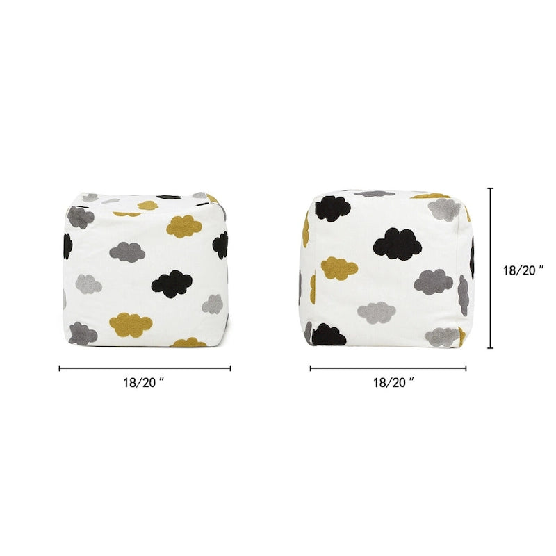 Pouf poggiapiedi cubo ricamato da 23" con imbottitura in microsfere