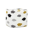 Pouf poggiapiedi cubo ricamato da 23" con imbottitura in microsfere