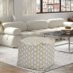 Pouf poggiapiedi cubo ricamato da 23" con imbottitura in microsfere