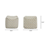 Pouf poggiapiedi cubo ricamato da 23" con imbottitura in microsfere