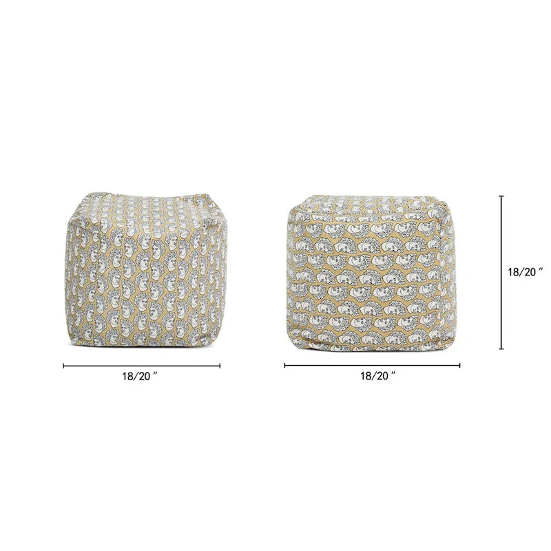 Pouf poggiapiedi cubo ricamato da 23" con imbottitura in microsfere