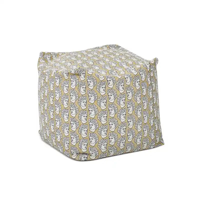Pouf poggiapiedi cubo ricamato da 23" con imbottitura in microsfere