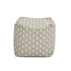 Pouf poggiapiedi cubo ricamato da 23" con imbottitura in microsfere