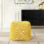 Pouf poggiapiedi cubo ricamato da 23" con imbottitura in microsfere