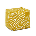 Pouf poggiapiedi cubo ricamato da 23" con imbottitura in microsfere