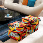 Pouf poggiapiedi cubo ricamato da 23" con imbottitura in microsfere