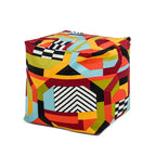 Pouf poggiapiedi cubo ricamato da 23" con imbottitura in microsfere