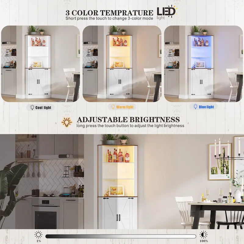 Mobile angolare da 66 pollici con luce LED e ripiani portaoggetti