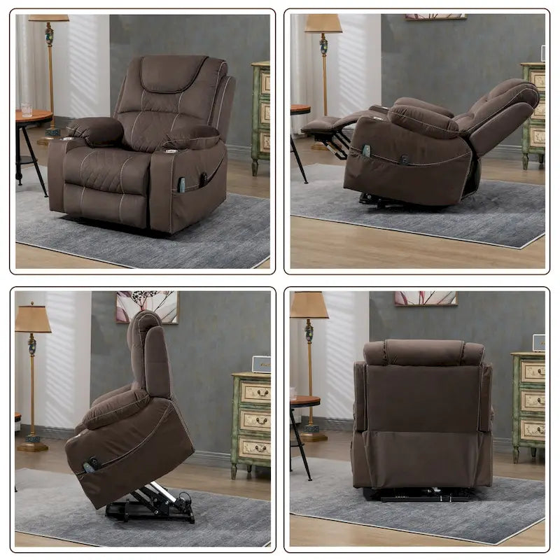 Poltrona Reclinabile Elettrica Extra Large con Massaggio e Riscaldamento, Portata 180 kg