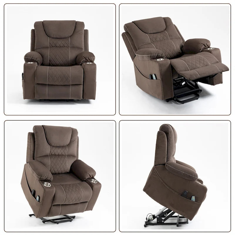 Poltrona Reclinabile Elettrica Extra Large con Massaggio e Riscaldamento, Portata 180 kg