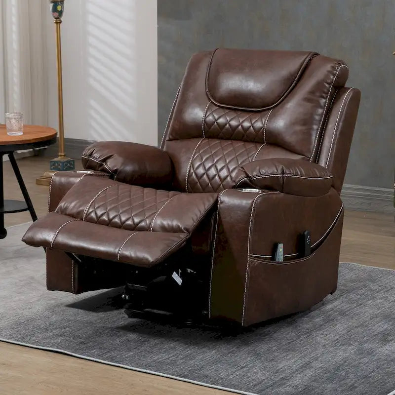 Poltrona Reclinabile Elettrica Extra Large con Massaggio e Riscaldamento, Portata 180 kg