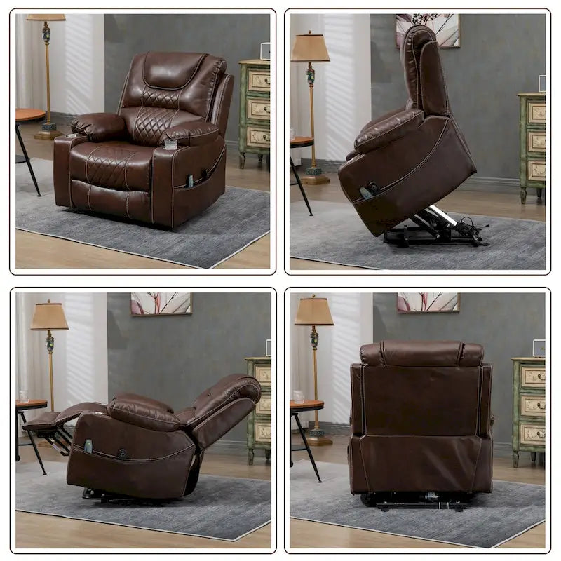 Poltrona Reclinabile Elettrica Extra Large con Massaggio e Riscaldamento, Portata 180 kg