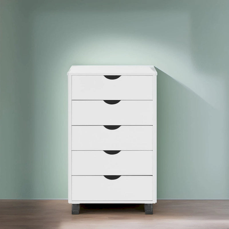 Cassettiera a 5 cassetti con ruote e scomparto superiore