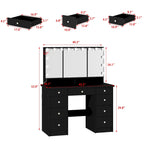 Toeletta a 9 cassetti con specchio LED e 3 specchi regolabili