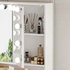 Toeletta a 9 cassetti con specchio LED e 3 specchi regolabili