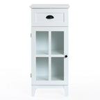 Mobiletto salvaspazio stretto bianco in legno con anta in vetro - 94 A x 40 L x 30 P cm