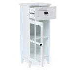Mobiletto salvaspazio stretto bianco in legno con anta in vetro - 94 A x 40 L x 30 P cm