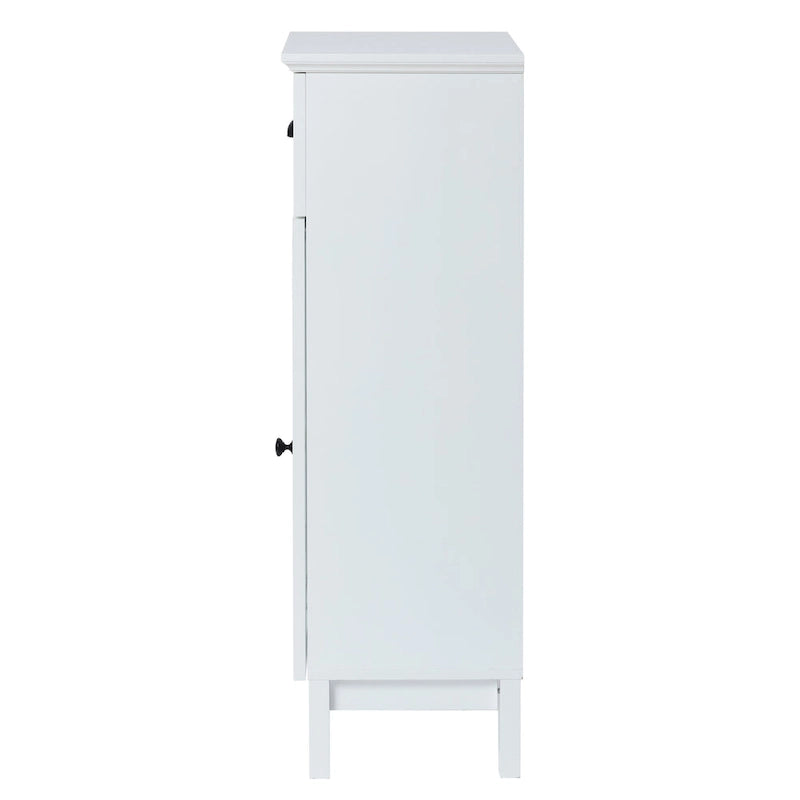 Mobiletto salvaspazio stretto bianco in legno con anta in vetro - 94 A x 40 L x 30 P cm