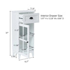 Mobiletto salvaspazio stretto bianco in legno con anta in vetro - 94 A x 40 L x 30 P cm