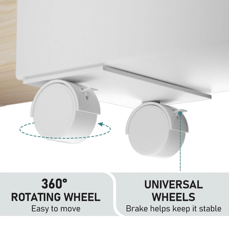 Mobiletto da bagno autoportante con cassetti e rotelle