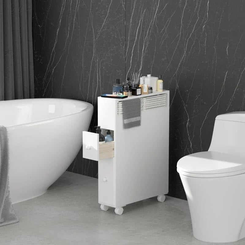 Mobiletto da bagno autoportante con cassetti e rotelle