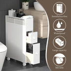 Mobiletto da bagno autoportante con cassetti e rotelle