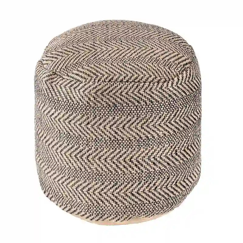 Pouf Ottomano in Juta Intrecciata Chevron