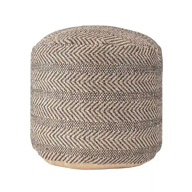 Pouf Ottomano in Juta Intrecciata Chevron