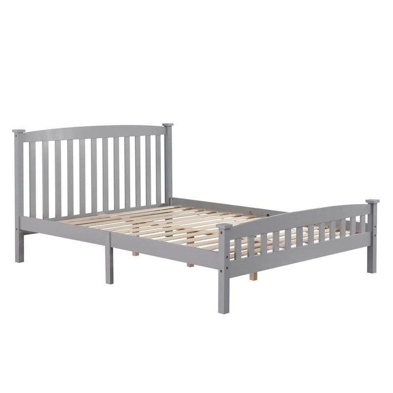 Letto a piattaforma in legno con testiera