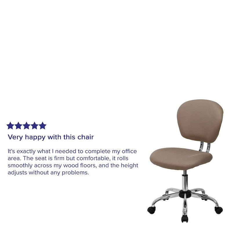 Sedia operativa girevole con base cromata, schienale medio in rete e imbottitura