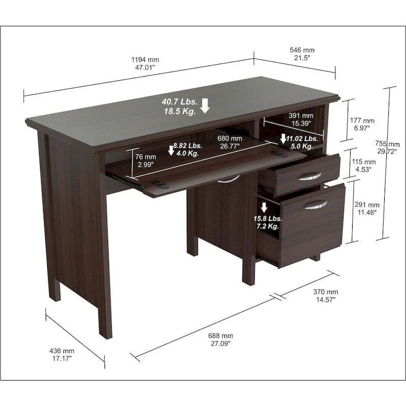 Scrivania per computer Espresso con contenitore