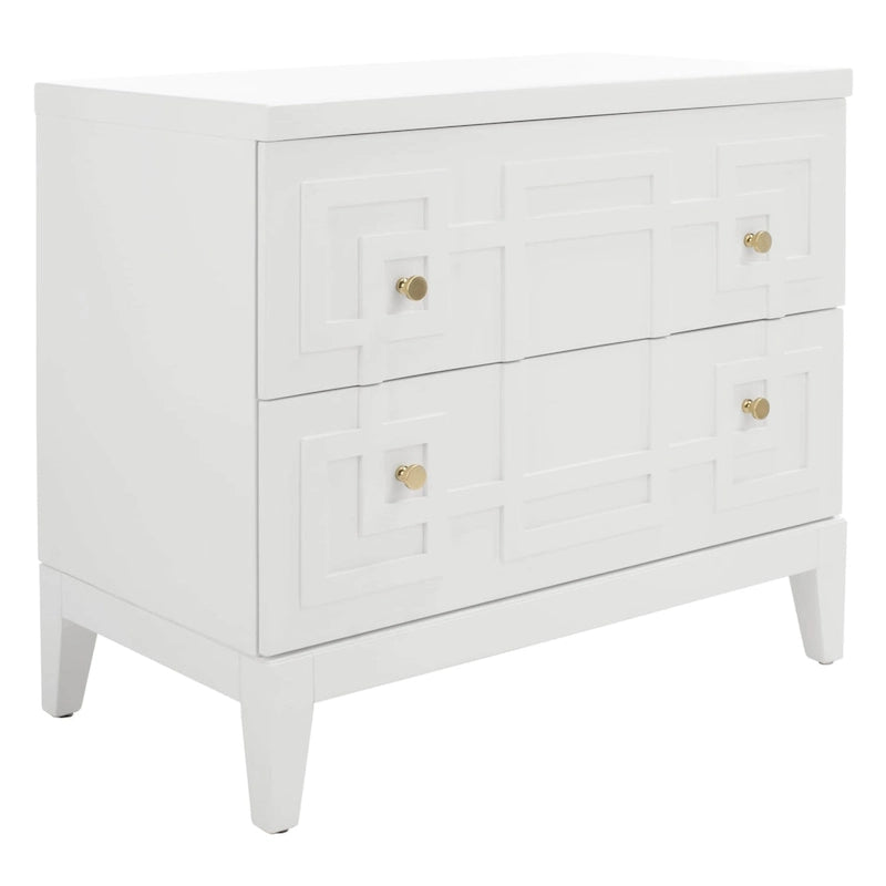 Comodino a 2 cassetti Bianco e Oro