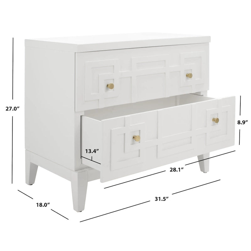 Comodino a 2 cassetti Bianco e Oro