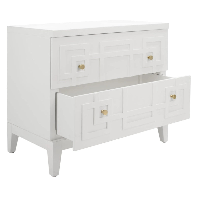 Comodino a 2 cassetti Bianco e Oro