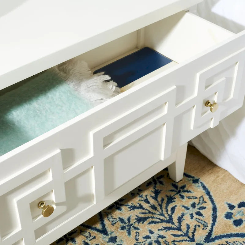 Comodino a 2 cassetti Bianco e Oro